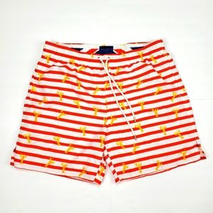 Red Stripe Lobsters Swim Shorts Beach White Small S James Cromwell London